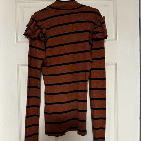 Anthropologie  T.La Ruffled Turtleneck Top size S NWT Black Motif Cottagecore - Picture 8 of 9